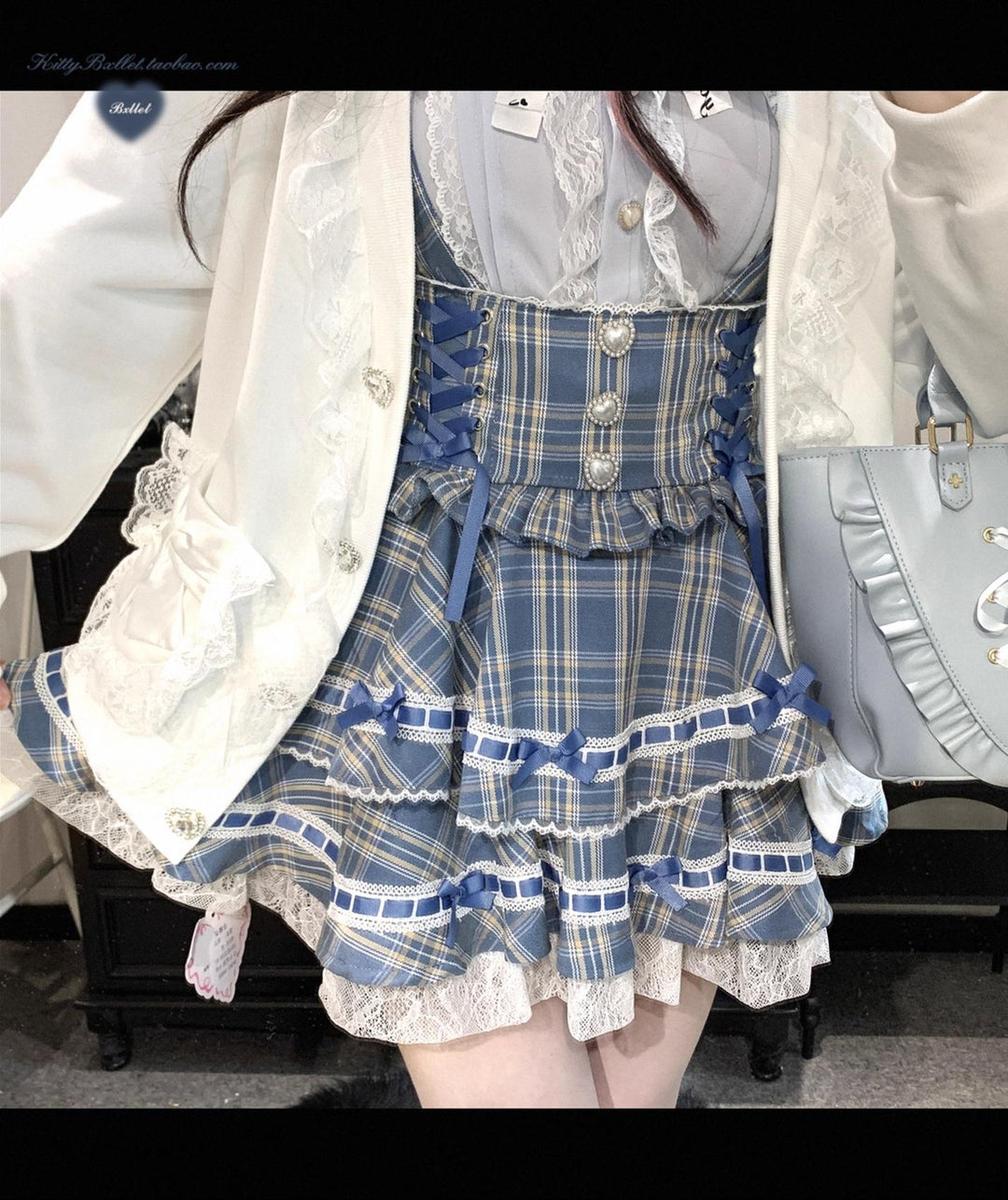 Plaid Jirai Kei Skirt, Detachable Suspenders 43735:784075