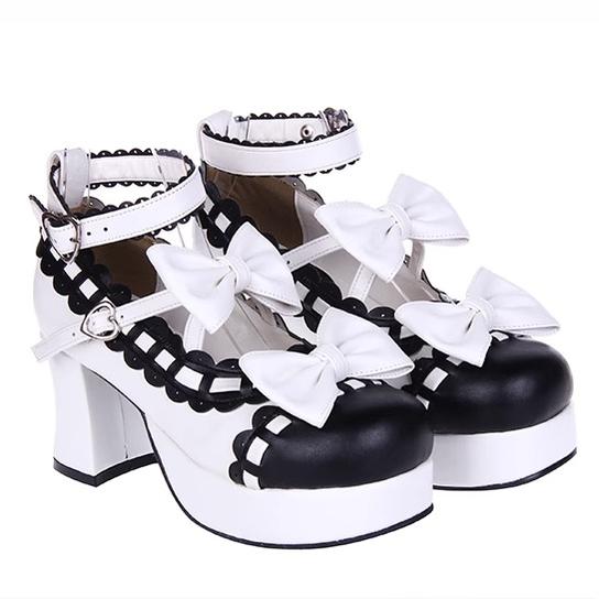 Lolita High Heels Shoes Lace Bow Shoes 4Colors (33 34 35 36 37 38 39 40 41 42 43 44 45 46 47) 31654:370666 (33 34 35 36 37 38 39 40 41 42 43 44 45 46 47) 31654:370666