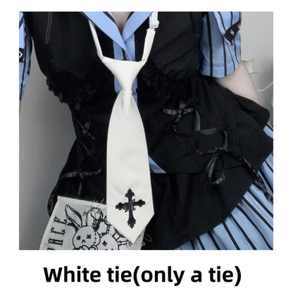 Jirai Kei Off-shoulder Striped Shirt And Ruffled Hem Skirt (L M S) 37558:564430