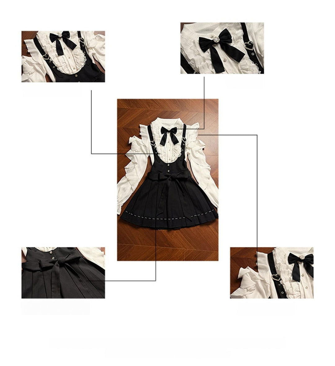 Jirai Kei Suspender Skirt, Open-Shoulder Shirt 45100:835061