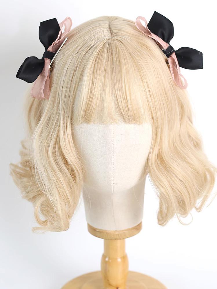 Jirai Kei Black Pink Hair Pin With Lace And Bow 22530:322922 22530:322922