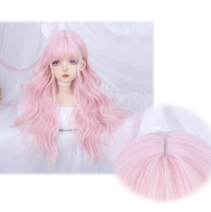 Lolita Wig Fairy Kei Pink Wig Long Curly Wig 32100:522648 32100:522648