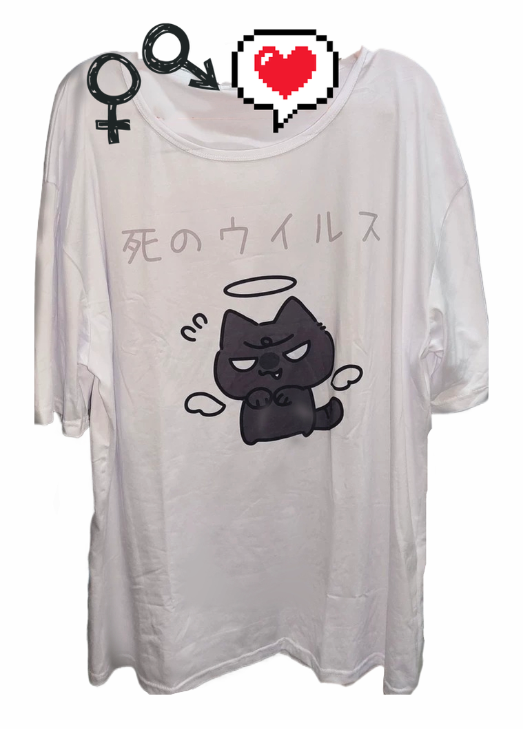 Yami Kawaii Anime T-Shirt Black White Subculture Loose Shirt 37684:598706