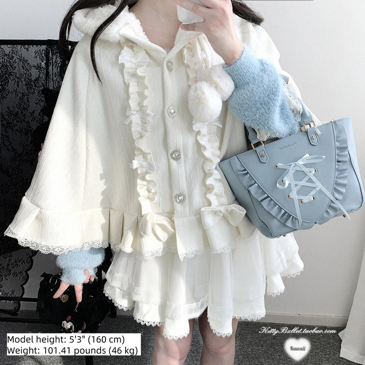 Sweet Style Winter Hooded Cape, Heart Rhinestone 42542:783469