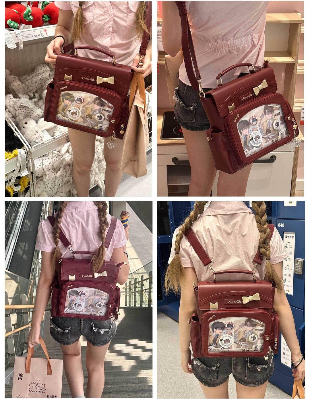 Kawaii Ita Bag with Crossbody Strap, Clear Window 45414:846815