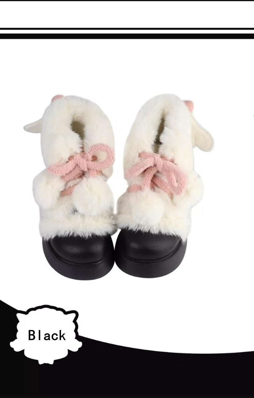 Lolita Shoes Winter Plush Round Toe Snow Boots (Black / 35 36 37 38 39) 33774:451432 (Black / 35 36 37 38 39) 33774:451432