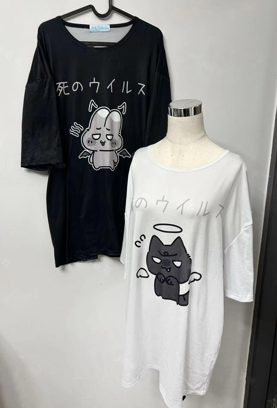 Yami Kawaii Anime T-Shirt Black White Subculture Loose Shirt 37684:598704