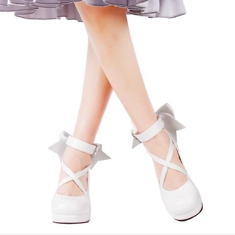 Lolita Shoes Round Toe Bow Tie High Heel Shoes Multicolor 31798:369994 31798:369994