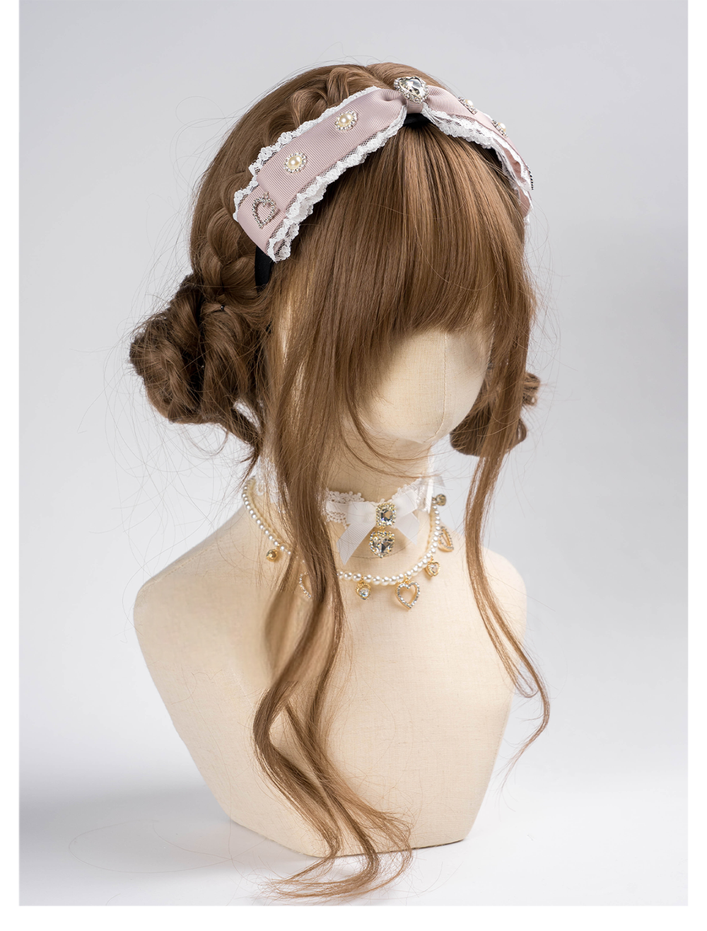 Jirai Kei Headband Cute Lace Bow Rhinestone Headband 40888:679048