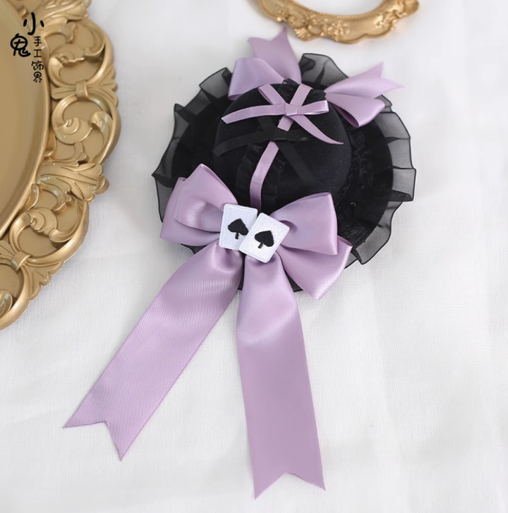 Gothic Lolita Headpiece Black Violet Hair Accessory Brooch 39116:613654