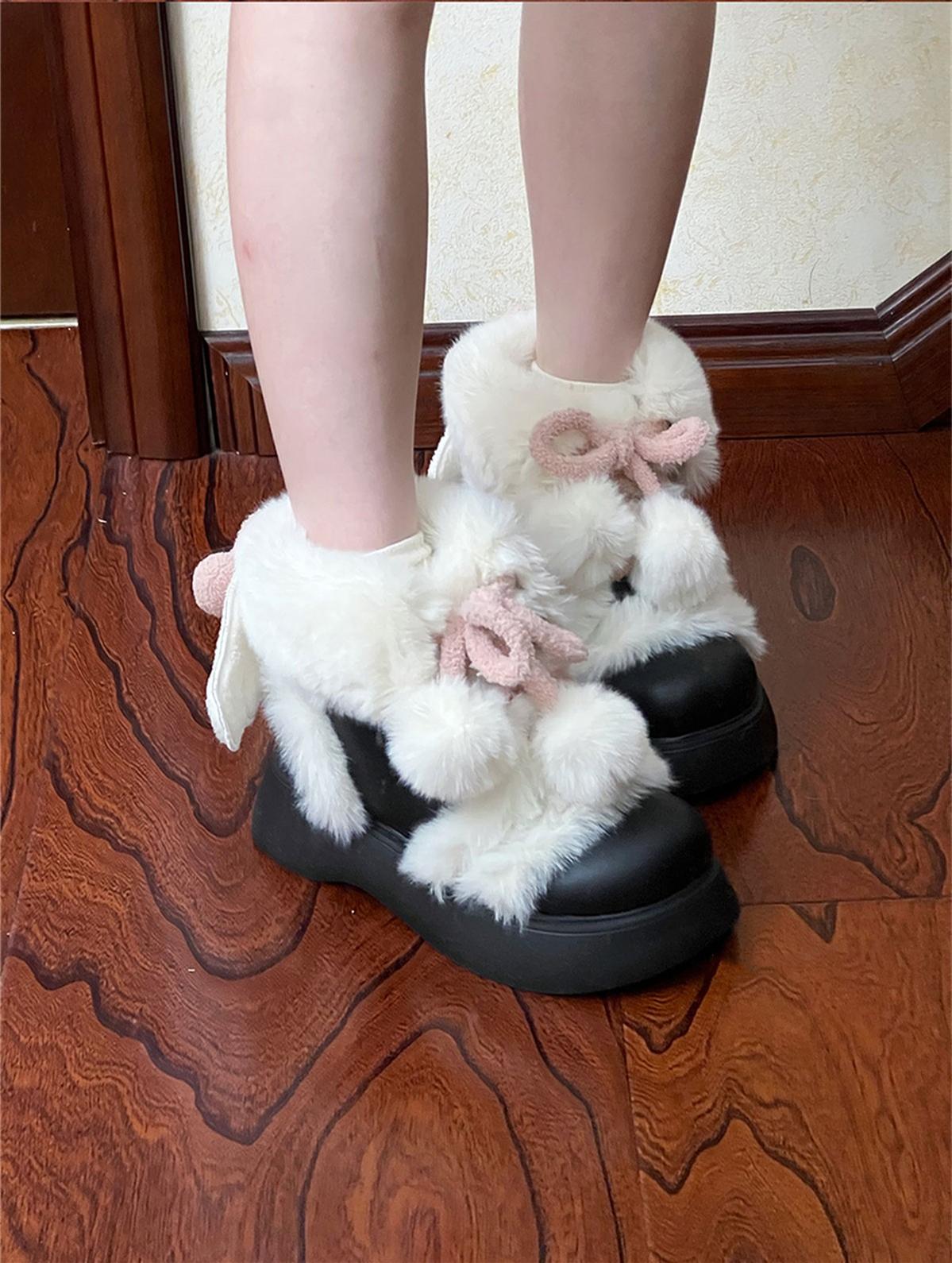 Lolita Shoes Winter Plush Round Toe Snow Boots – Honey Wardrobe