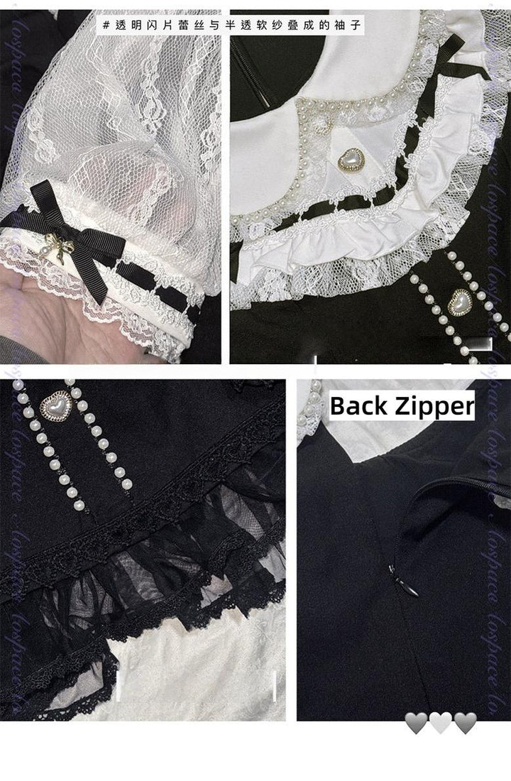 Jirai Kei Lace-Sleeved Dress, Elastic Shorts 44759:824573