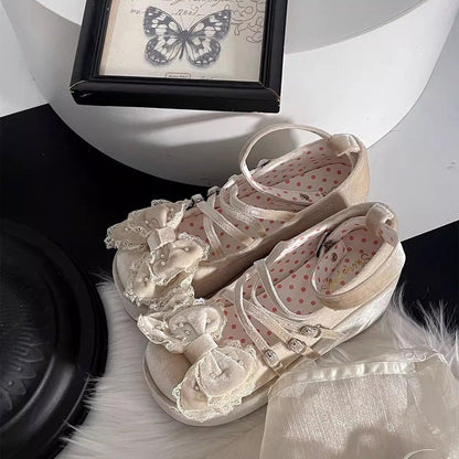 Lolita Shoes Velvet Platform Shoes Lace-up Mary Jane Shoes 37022:547542