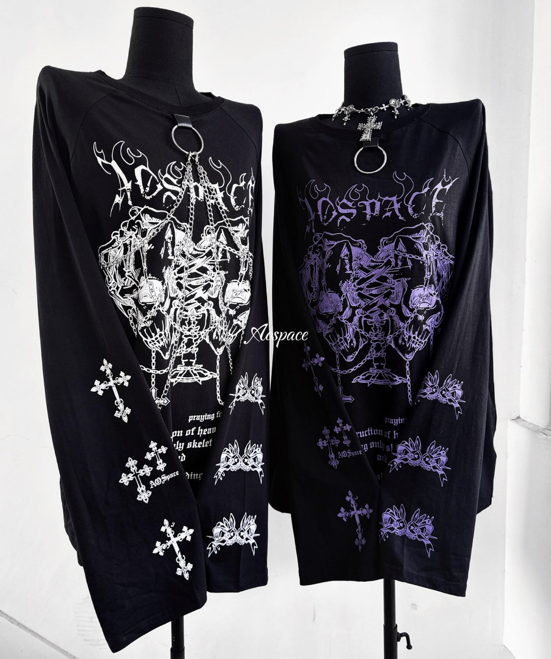 Sub-Culture Long-Sleeved T-Shirt, Detachable Front Chains 44767:826027
