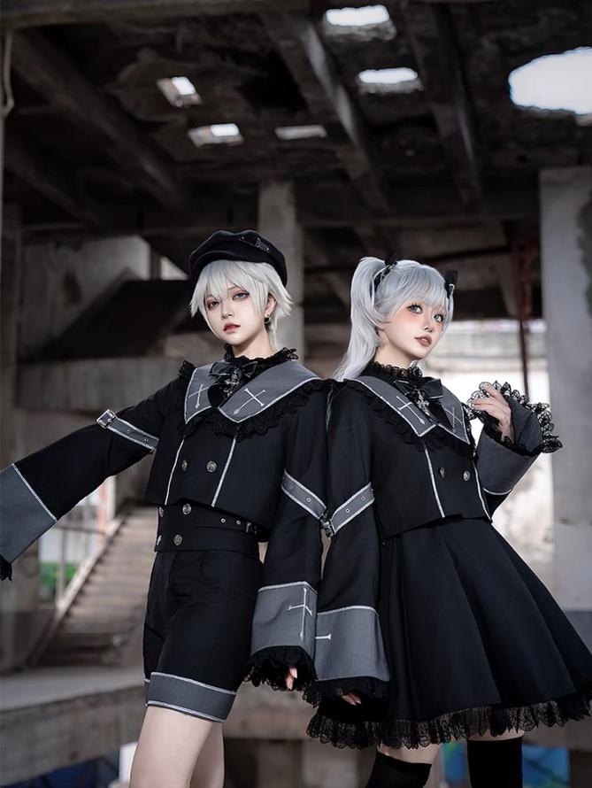 Ouji Lolita Outfit Set with Embroidery Jacket & Dress 43037:764896