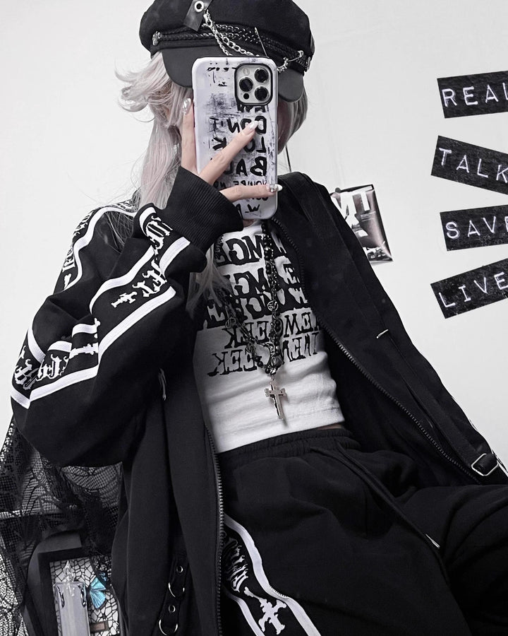 Oversized Gothic Jacket With Zipper Closure And Pants 42287:735498