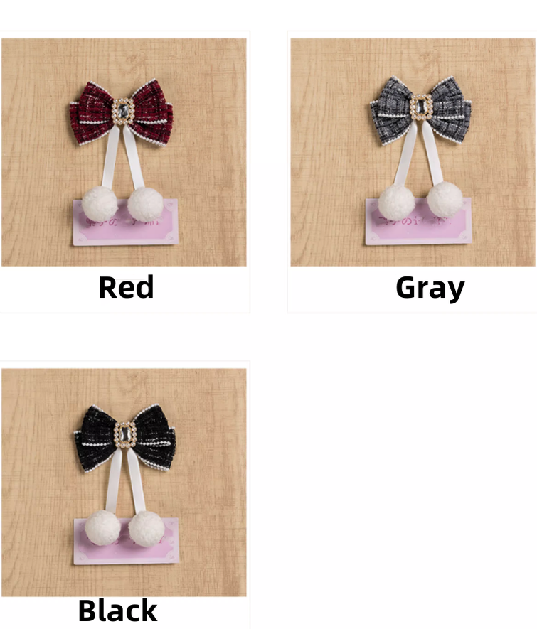 Jirai Kei Hair Clip Ryousangata Plaid Bow Hair Accessory 41584:704260