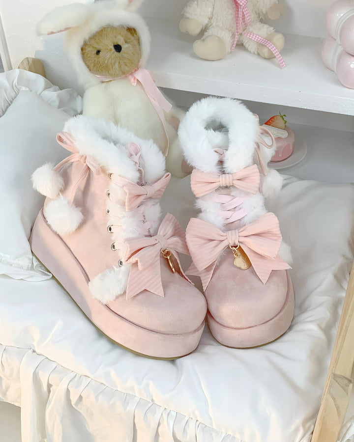 Sweet Lolita Shoes Kawaii Snow Boots Winter Platforms Shoes (Pink / 34 35 36 37 38 39 40 41) 41166:696172