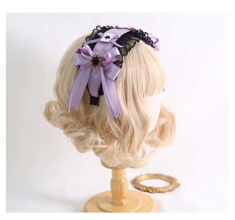 Gothic Lolita Headpiece Black Violet Hair Accessory Brooch 39116:613634