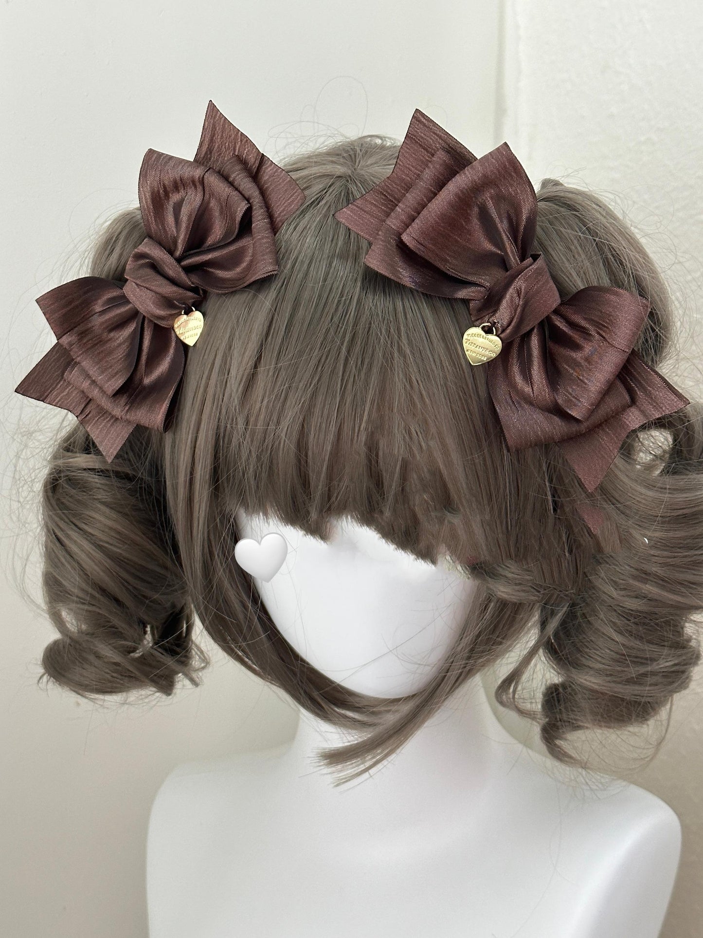 Lolita Headdress Pink Brown Clip Sweet Bow Hair Accessory (棕色一对) 32172:563080