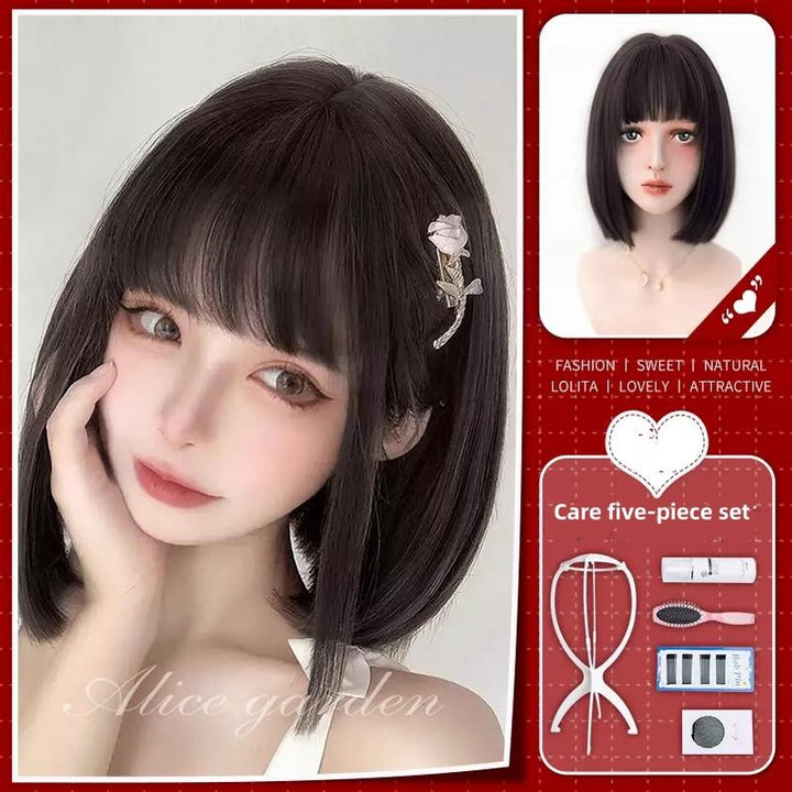 Lolita Wig Short Bob Natural Bangs Cute Wigs 35940:508020