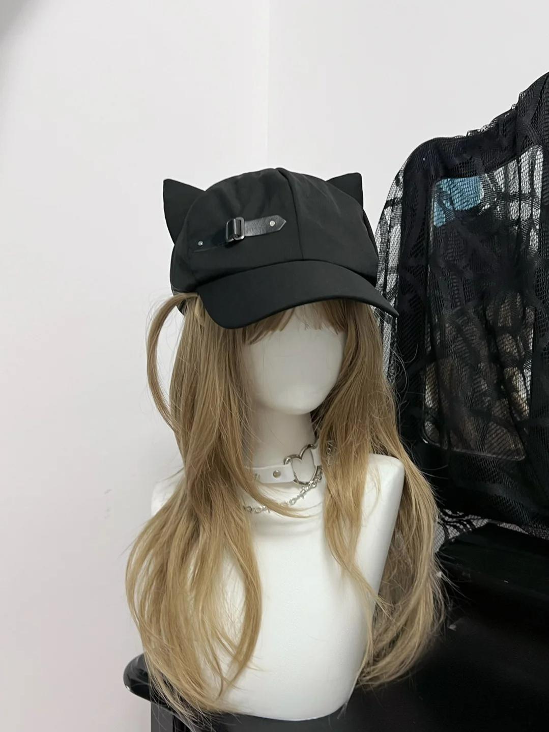 Jirai Kei Hat Black Cat Ear Cap Cute Beret 40036:651924