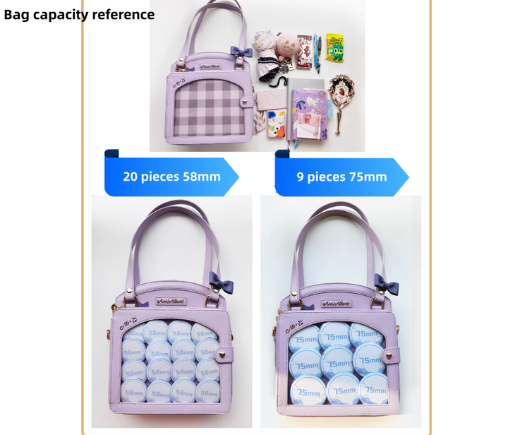 Kawaii Itbag Plaid Girl Large Capacity Handbag 33788:486018