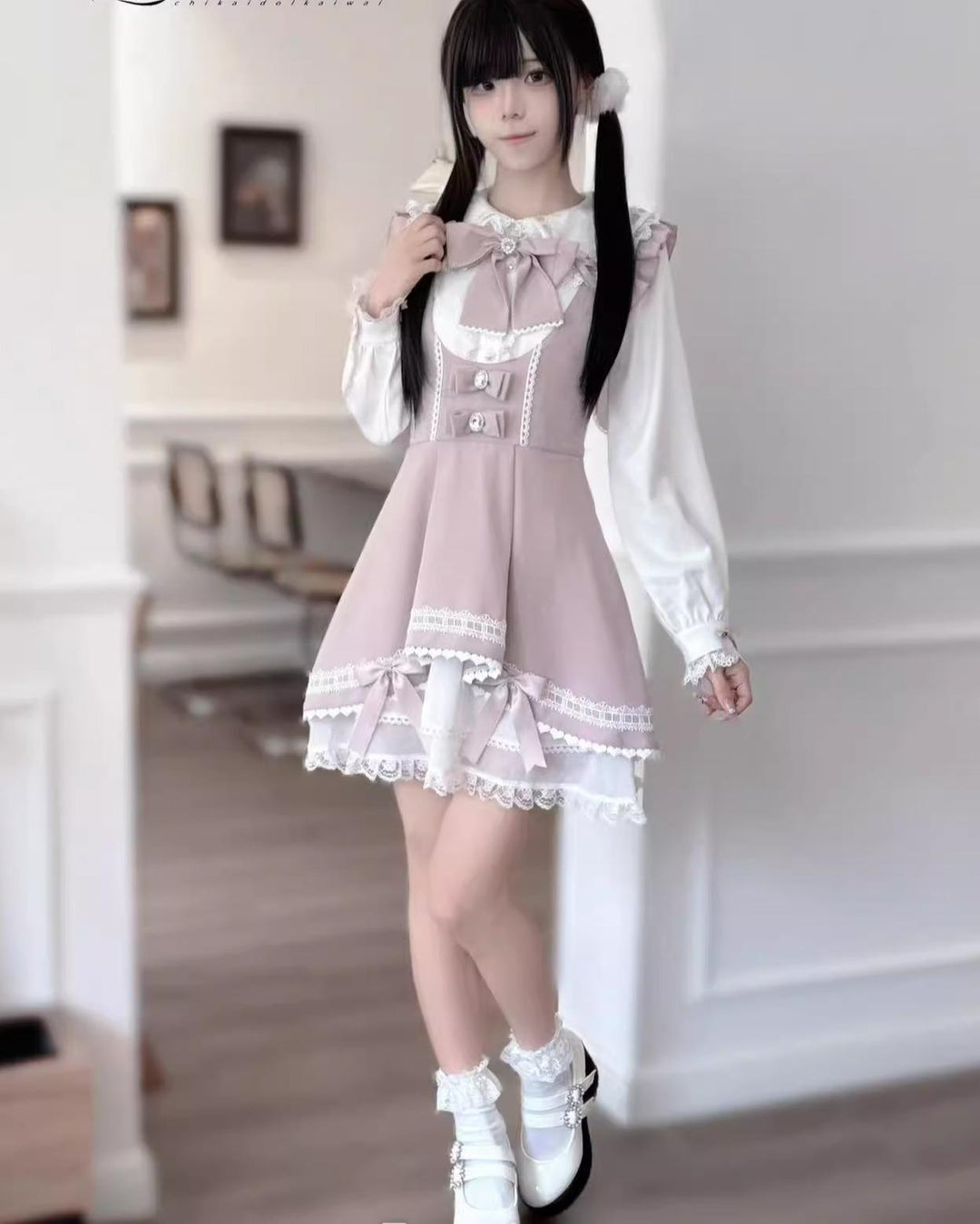 Jirai Kei Dress Set Bunny Ear Blouse Suspender Skirt Set 41440:699186