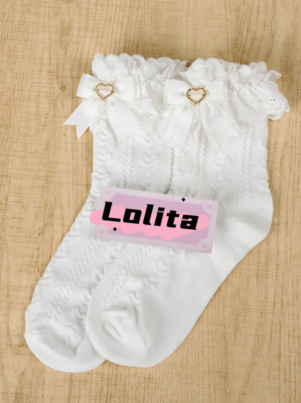 Lolita Socks Cotton Socks Jirai Kei Mid-calf Socks (White) 40894:694070