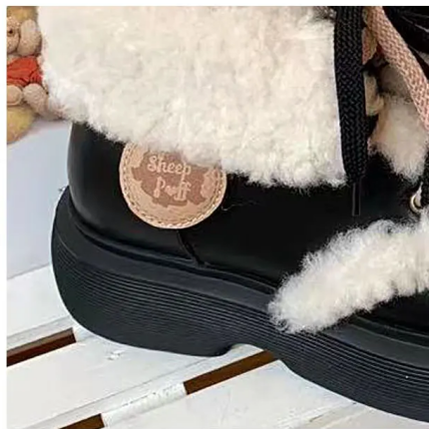 Kawaii Shoes White Black Shoes Lamb Wool Padded Snow Boots 33768:450176 33768:450176