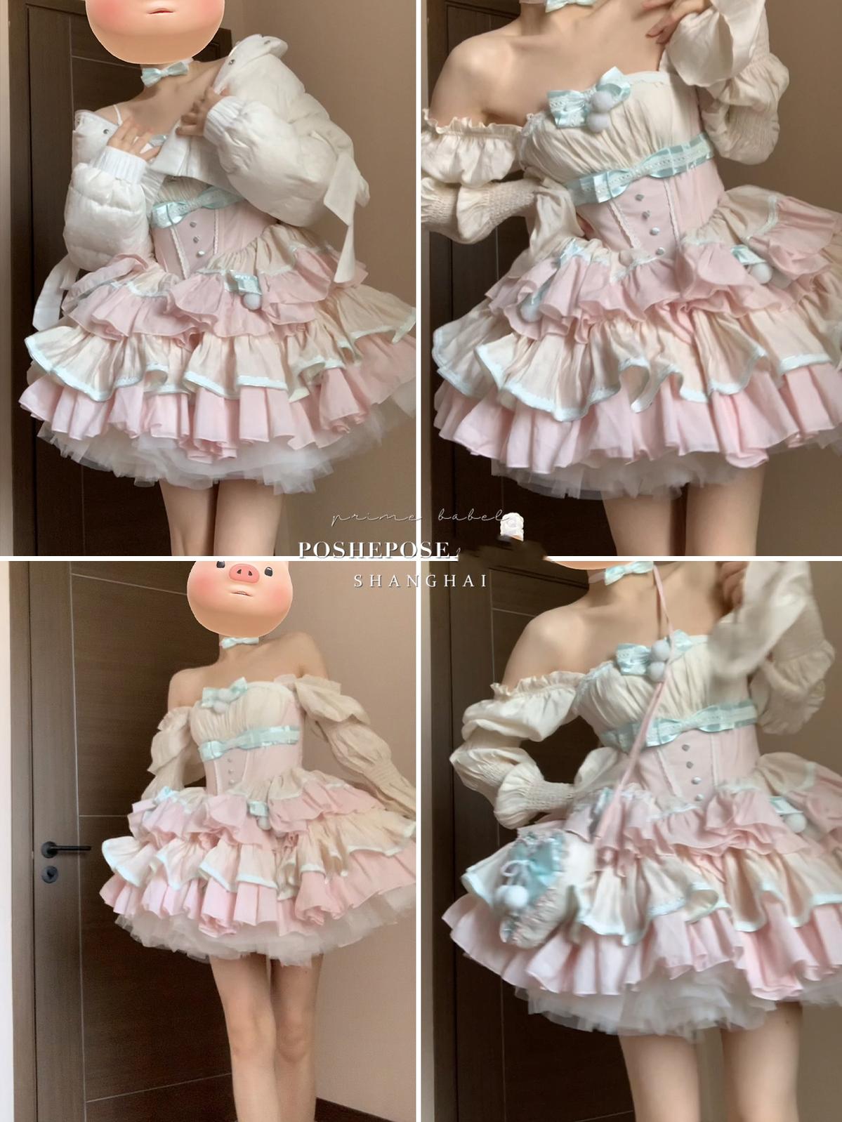Lolita Dress Fishbone Dress Corset Dress Multicolor 36380:540604