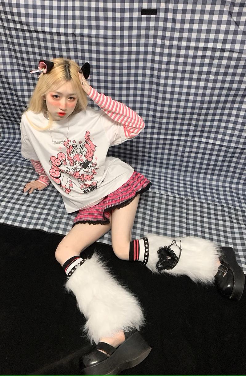 Punk Top Y2K Shirt False Two Striped Long Sleeve T-shirt – Honey