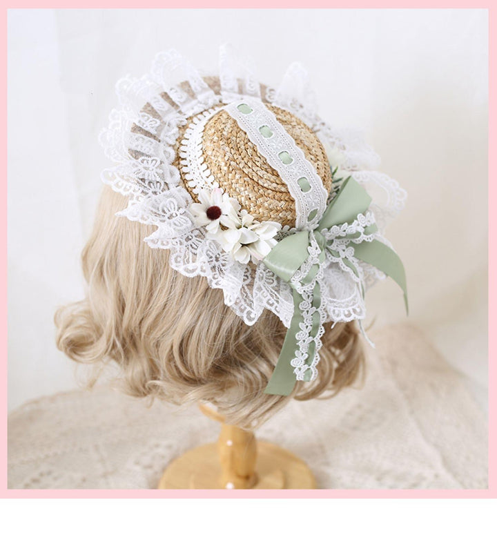 Mori Kei Straw Hat Lolita Strawhat Handmade Elegant Strawhat 36432:522360 36432:522360