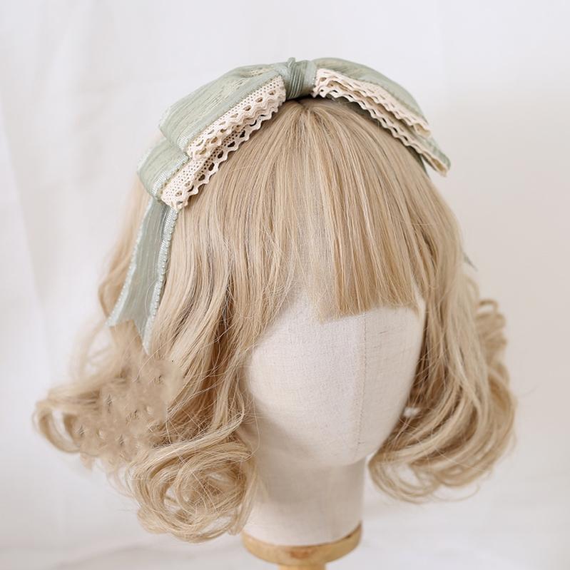 Lolita Headdress Mori Kei Hair accessory Matcha Green Lace Brooch Clasp 36426:520764 36426:520764