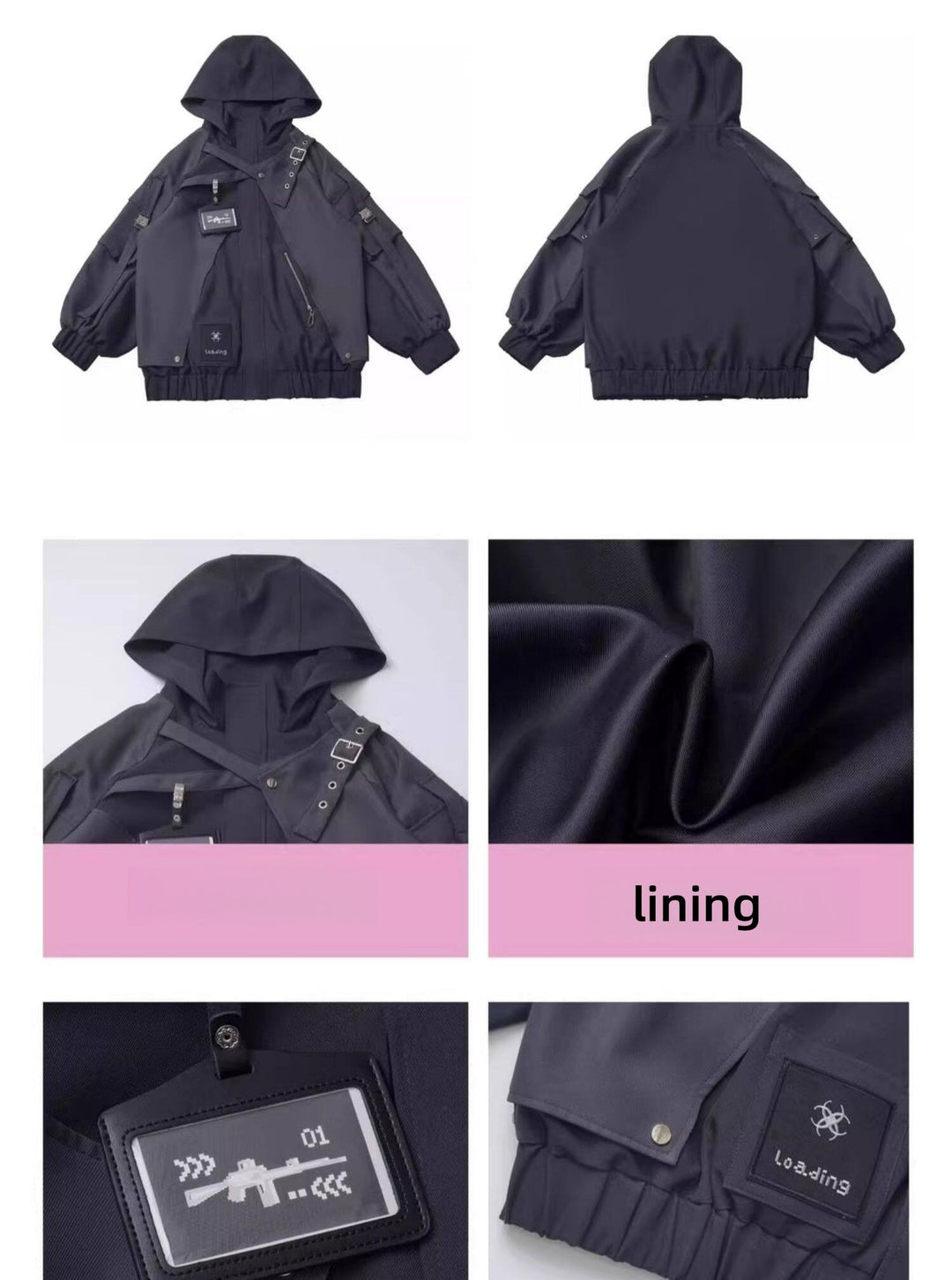 Techwear Black Jacket, Futuristic Pants & Skirt 44862:828391