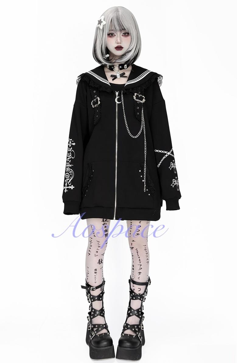 Subculture Sailor Collar Jacket, Chain Accents 43824:787399