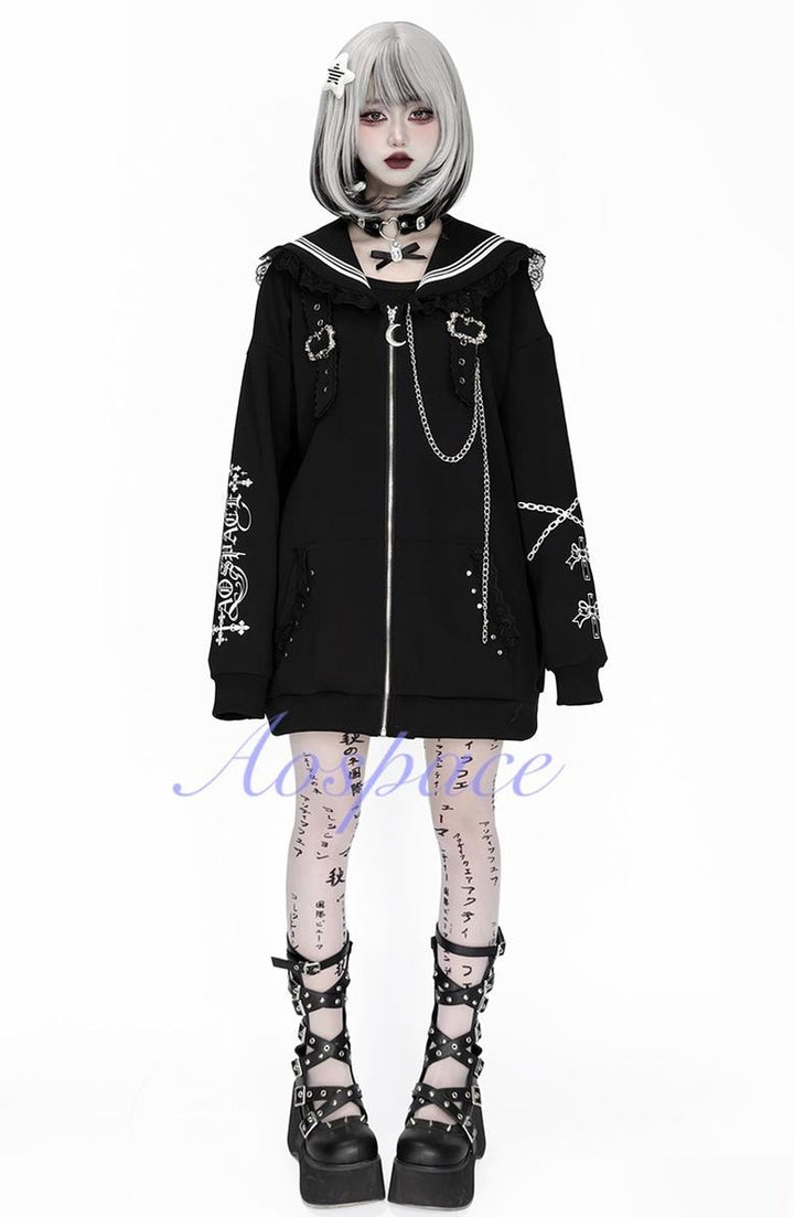 Subculture Sailor Collar Jacket, Chain Accents 43824:787399