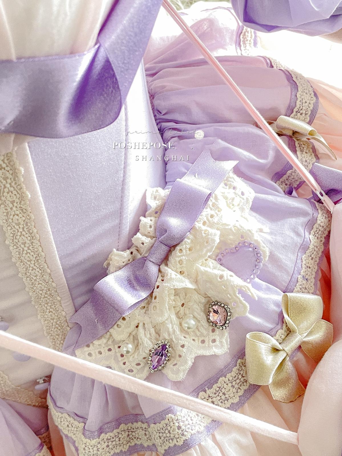 Lolita Dress Set Sweet Violet Pink Puffy Dress Corset Dress 36388:554784