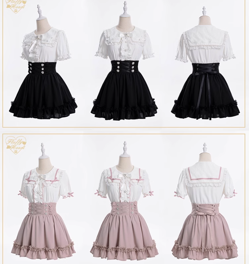 Jirai Kei Skirt Lace Waist-Cinching Skirt 38870:606644