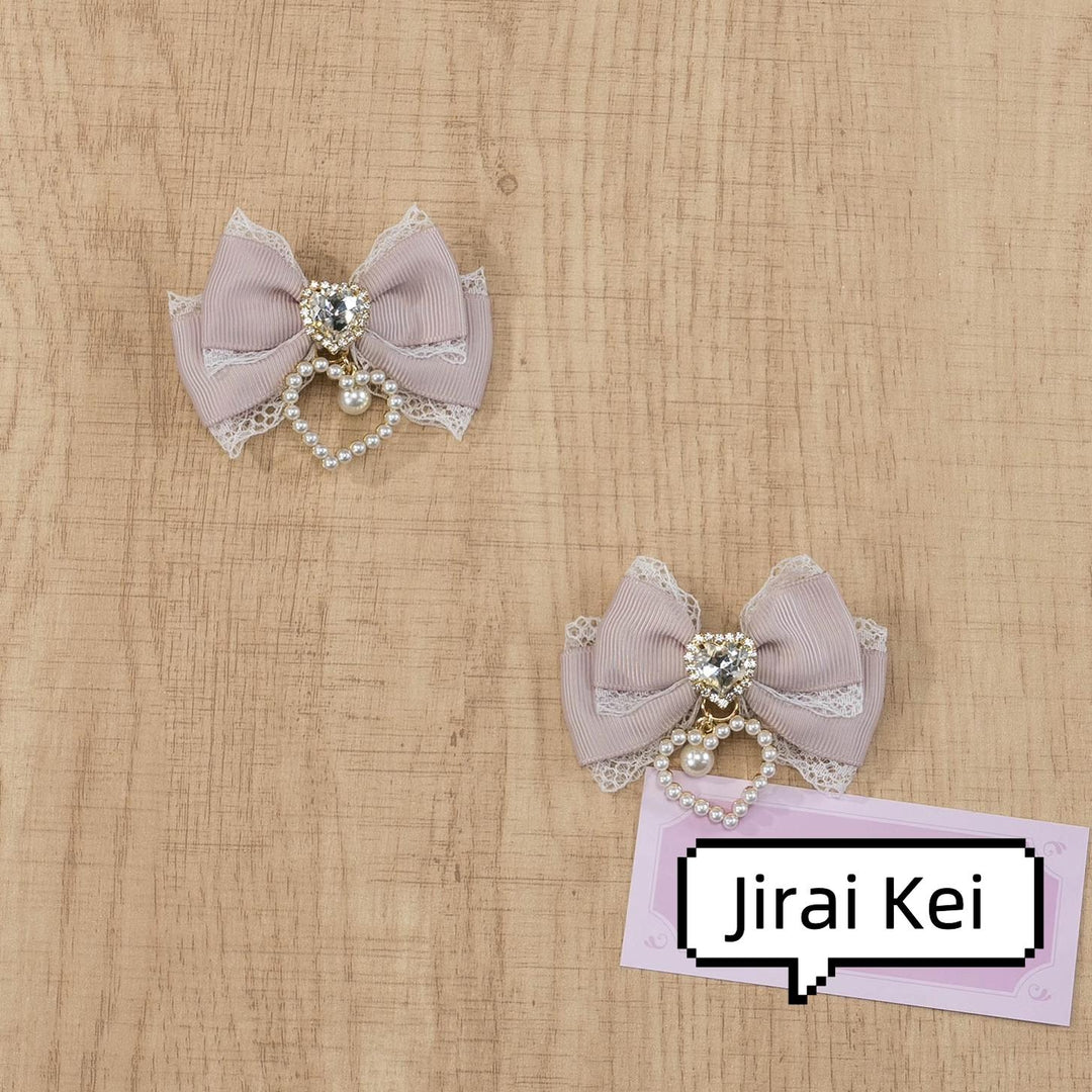 Jirai Kei Hair Clip Lace Bow Rhinestone Barrette 38774:608556