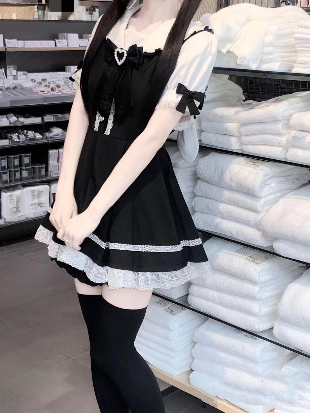 Jirai Kei Dress Bunny Sailor Collar Dress Short Sleeve Set 38778:602216