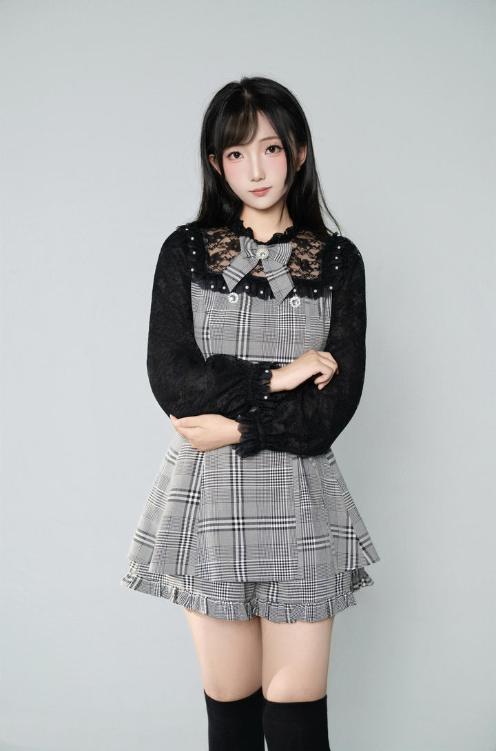 Jirai Kei Dress Set, Lace and Rhinestone 43844:786638