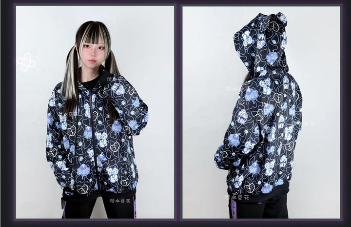 Yami Kawaii Printed Jacket and Hoodie, Bear Ear 44149:798136