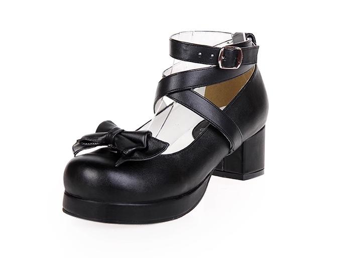 Lolita Shoes Mid Heel Shoes With Sweet Round Toe And Bow 37386:558800
