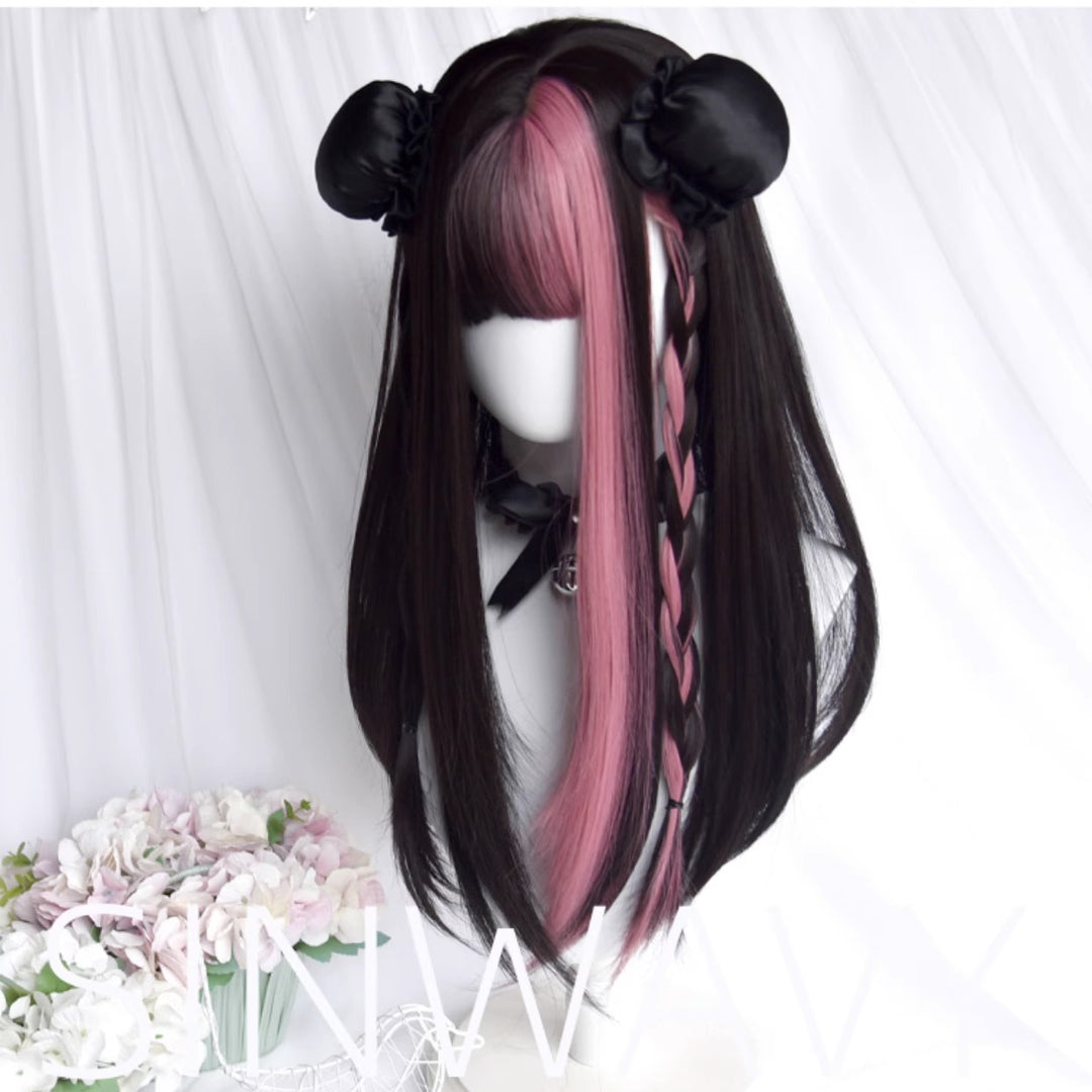 Y2K Long Straight Black Pink Wig For Sweet Spicy Girl 21882:318288 21882:318288