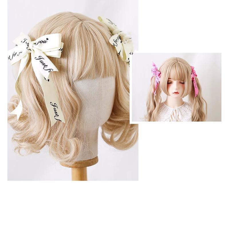 Jirai Kei Ryousangata Lace Letter Ribbon Bow Headwear 22540:333250 22540:333250