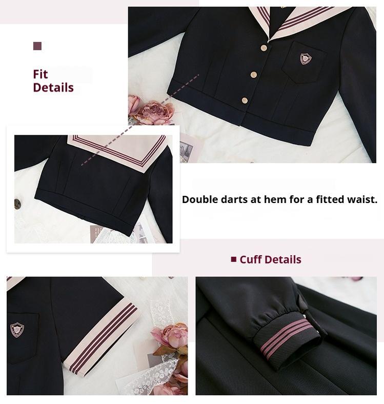 Navy and Pink JK Uniform Top + Pleated Skirt 43790:785320