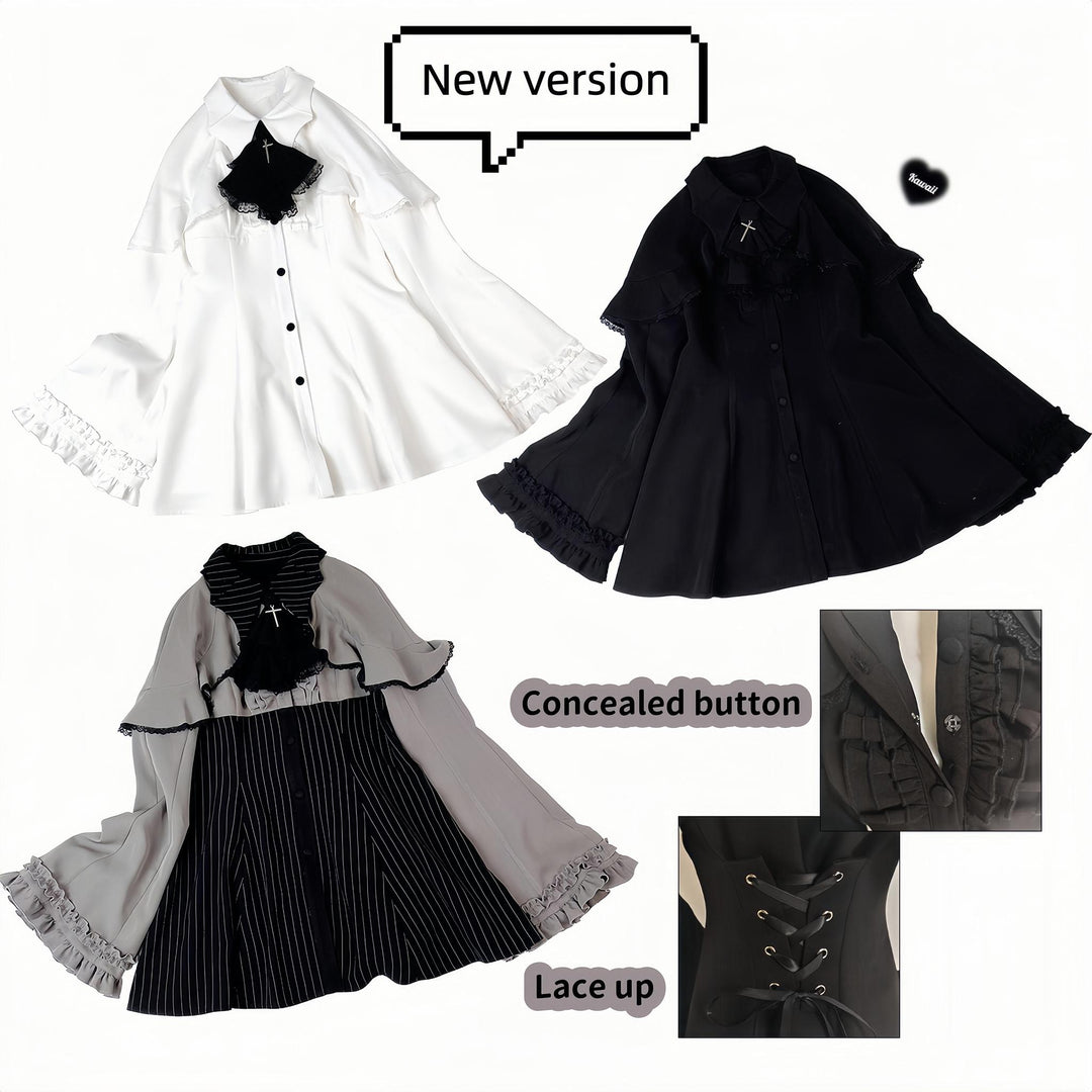 Jirai Kei Dress Princess Sleeve Two-piece Shirt Dress Shorts Set 40012:666808