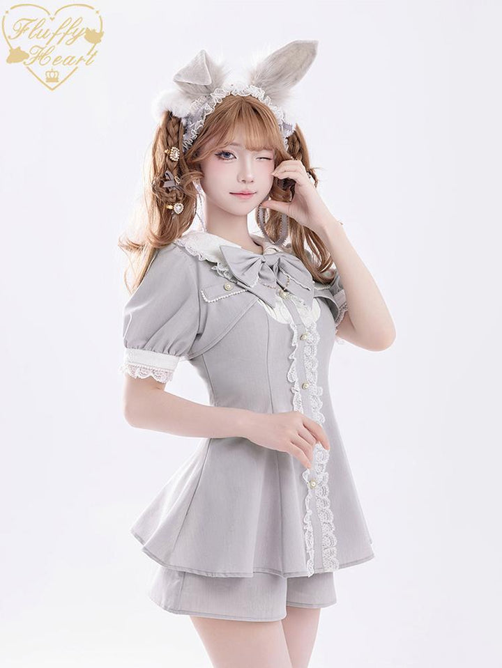 Jirai Kei Dress Set Short Sleeve Two-Piece Set 38872:606720