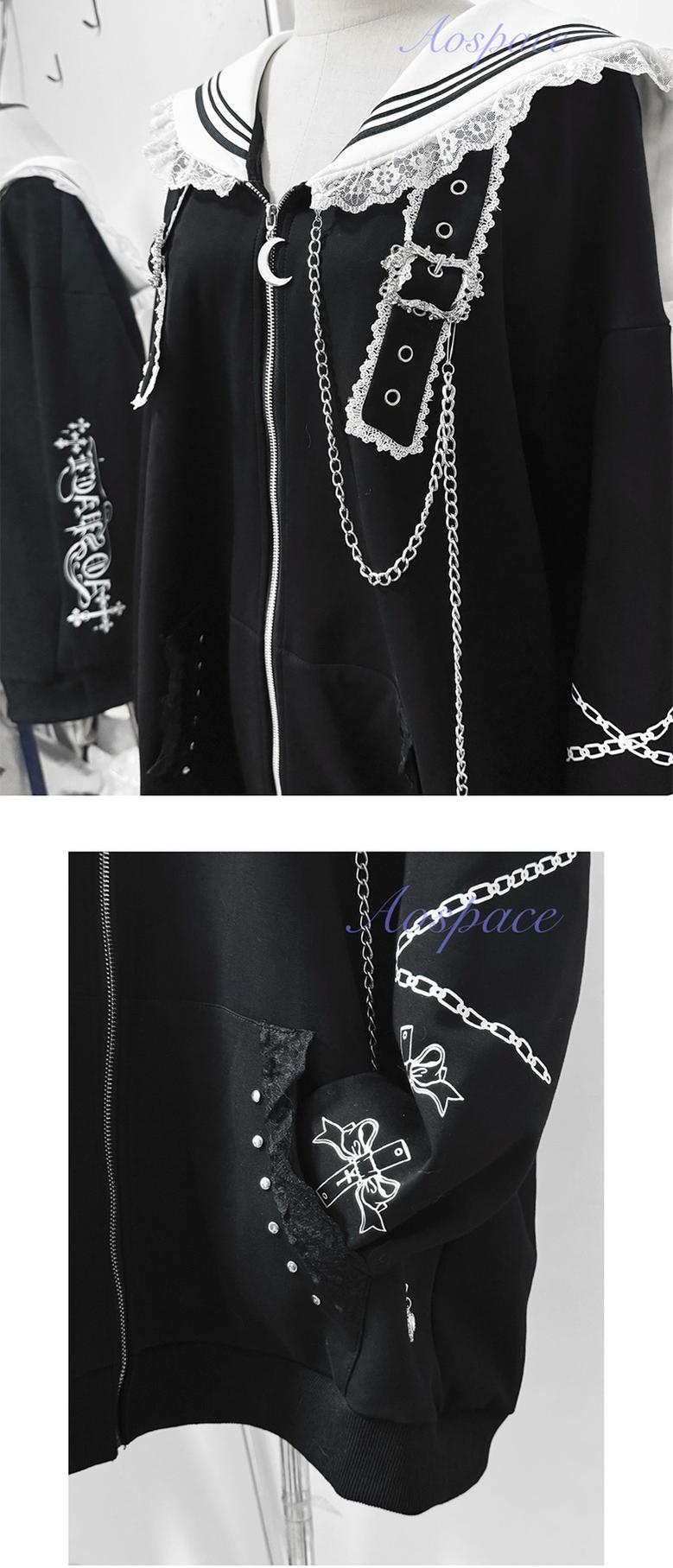 Subculture Sailor Collar Jacket, Chain Accents 43824:787397